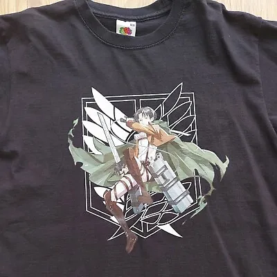 Buy Attack On Titan Levi Black T Shirt Small Fruit Of The Loom Excellent Condition • 4.99£