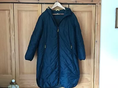 Buy M&s Good Move Quilted Puffa Coat Dark Navy Blue Hood Pockets Fleece Lining 10/12 • 14.99£