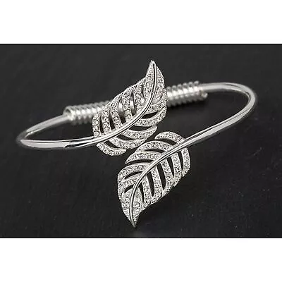 Buy Equilibrium Silver Plated Feather Open Bangle Bracelet Jewellery Ladies Gift New • 17.89£