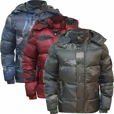Buy Men's Quilted Puffer Bubble Camouflage Winter  Bomber Heavy Padded Jacket • 29.99£