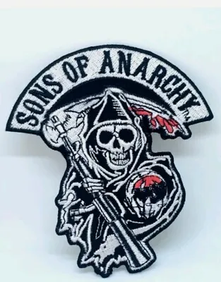 Buy Sons Of Anarchy Skull Biker Jacket Iron On Sew On Embroidered Patch • 2.49£