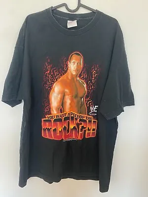 Buy Vintage 2001 Wwf Wwe You Want A Piece Of The Rock Wrestling T-shirt Black Xl • 109.99£