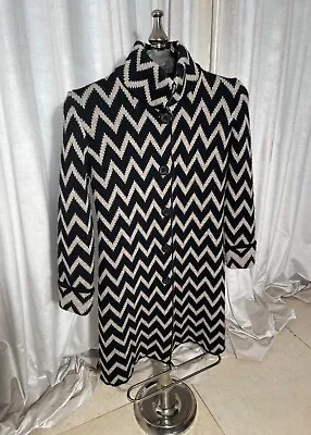 Buy Knitted Chevron 3/4 Length Jacket, Size 10, Black/Ecru, 30degree Wash, Used. • 11.50£