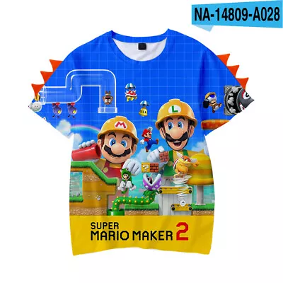 Buy Super Mario Bros Bowser 3D T-Shirts Short Sleeve Tee Summer Casual Tee Top Anime • 14.39£