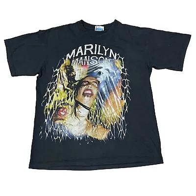 Buy Marilyn Manson Vintage 1990s Double Sided T-Shirt Music Metal Band Tee Size XL • 254.95£