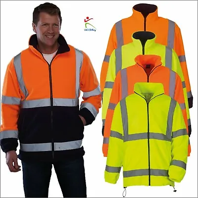 Buy YOKO Men's Hi-Vis Heavyweight Fleece Jacket Full Zip Safety Industry Work Wear • 32.37£