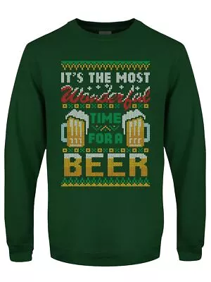 Buy Sweater It's The Most Wonderful Time For A Beer Christmas Jumper Men's Green • 19.99£