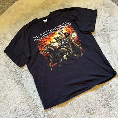 Buy Vintage Y2K Iron Maiden Band Tee Death On The Road 2005 Tour Graphic Print • 40£