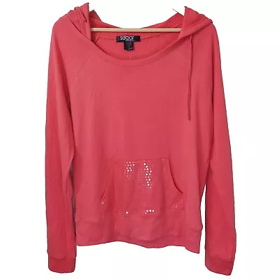 Buy Sugar Rush Pullover Hoodie Coral Size XL   Cotton Blend Embellished Pocket New  • 18.90£