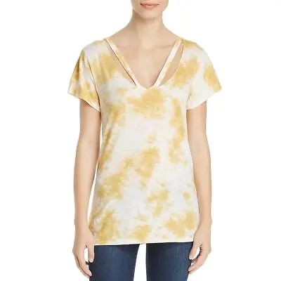 Buy Elan Womens Yellow Cut-Out Tie-Dye Tee T-Shirt Top S  7185 • 3.16£