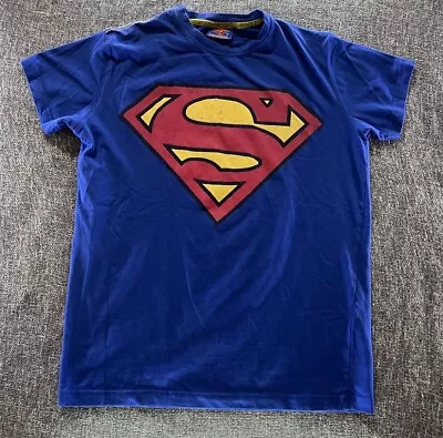 Buy Superman T-Shirt Men’s Top Blue Big Logo Superhero Power Kryptonite Fly Cartoon • 11.90£