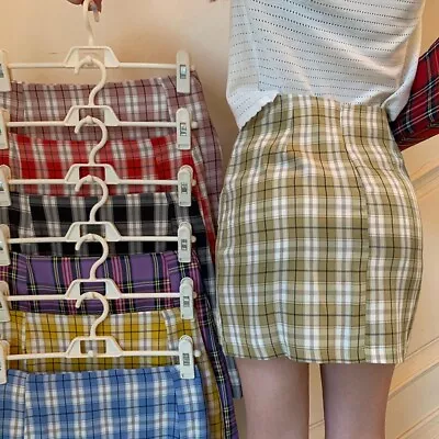 Buy Elegant Pleated Skirt Women's Sweet Girl School Plaid Mini Skirt Purple • 14.89£