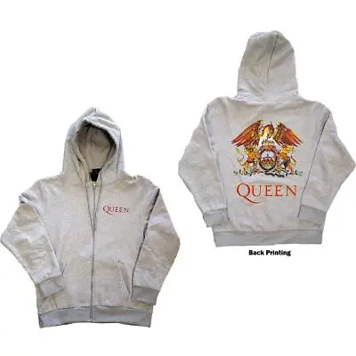 Buy Official Licensed - Queen - Classic Crest Grey Hooded Sweatshirt Hoodie Mercury • 39.99£