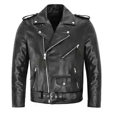 Buy Men PU Leather Jacket Motorcycle Fashion Slim Fit Leather Coat Fashion 2024 New • 37.48£