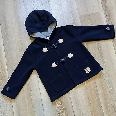 Buy Baby Boys Age 18-24 Months Jasper Conran Navy Fleece Hooded Duffle Coat Jacket • 3.95£