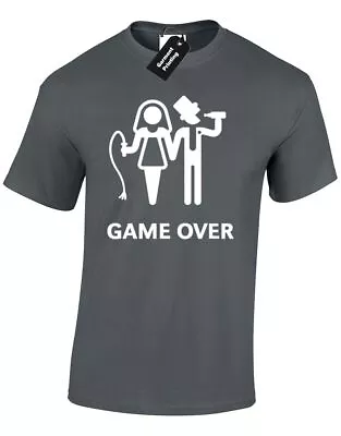 Buy Game Over Mens T Shirt Funny Bride Groom Amusing Wedding Novelty Gift Top • 7.99£