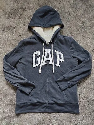 Buy GAP Ladies Medium Dark Grey Zip:Up Sherpa Fleece Lined Hoodie WarmWinter Cost£55 • 13.50£