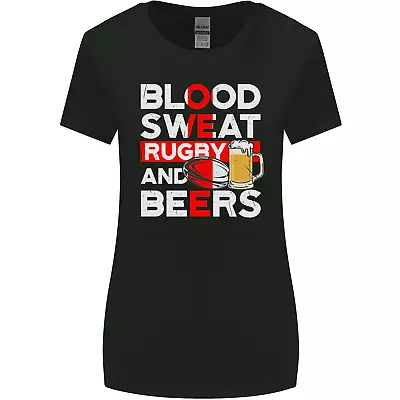 Buy Blood Sweat Rugby And Beers England Funny Womens Wider Cut T-Shirt • 8.75£