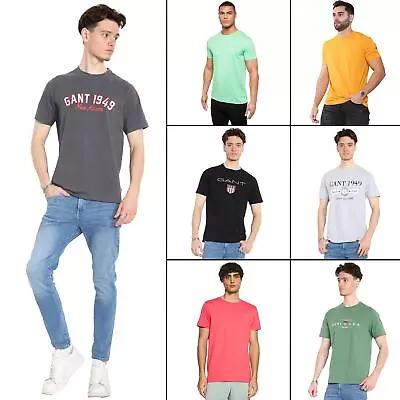 Buy Gant Mens T Shirts Casual Crew Neck Tee Short Sleeve Cotton Top UK Size S-3XL • 21.99£