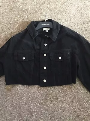 Buy Ladies Topshop Black Denim Jacket  .size 10 • 9.99£
