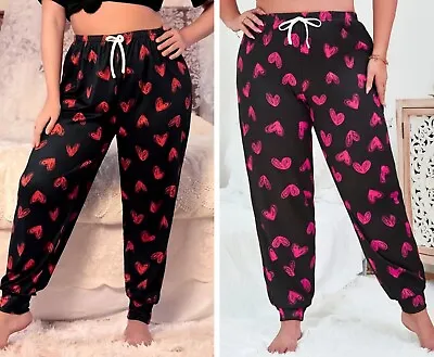 Buy New Plus Size Women's Pyjamas Bottoms Cute Heart Loose Fit Long • 10£