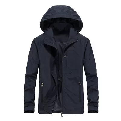 Buy Mens Windproof Waterproof Jacket Tops Outdoor Hiking Zippy Up Hooded Rain Coat • 11.69£