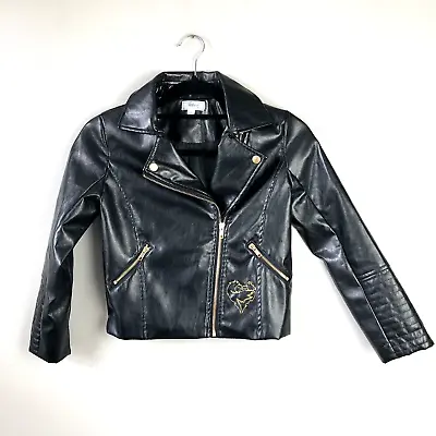 Buy D-Signed Disney Motorcycle Jacket Girls S Descendants Faux Leather Biker Black • 7.86£