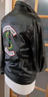 Buy Riverdale Jacket Faux Leather Southside Serpents Black  Moto Biker  Size L • 38.50£