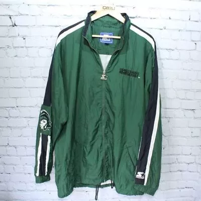 Buy Starter Michigan State Jacket 2XL Green USA University Embroidered Vintage Zipup • 15£