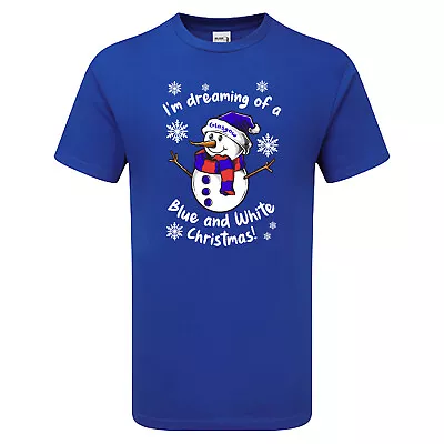 Buy Glasgow Blue & White Christmas Tshirt Mens & Womens Fanmade Merchandise • 13.95£