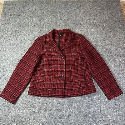 Buy Talbots Blazer Womens 12 Petite Red And Black Plaid Wool Blend Jacket 12P • 27.29£