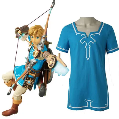 Buy The Legend Of Zelda Breath Of The Wild Link Cosplay Shirt Costume Blue Tshirt • 33.60£