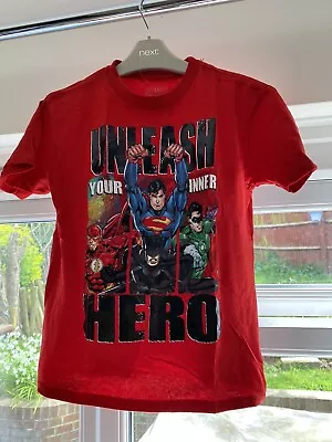 Buy Justice League Unleash Your Inner Hero, Boy's Red T- Shirt Size M (8) Years • 1.25£