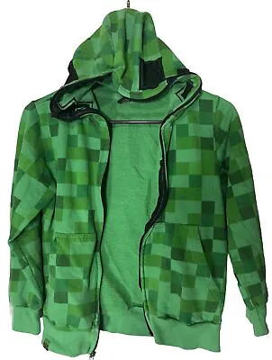 Buy Minecraft Creeper Jacket Hoodie By Mad Engine Kids Small 7/8 Broken Zipper • 5.60£