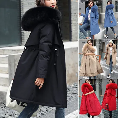 Buy Womens Ladies Fleece Winter Coat Fleece Fashion Collar Fur Hooded Jacket Parka • 29.99£
