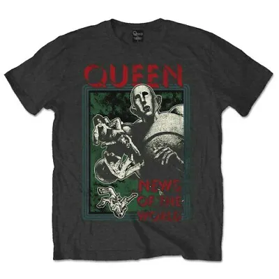 Buy Official Queen T Shirt News Of The World Black Classic Rock Band Merch Freddie • 14.94£