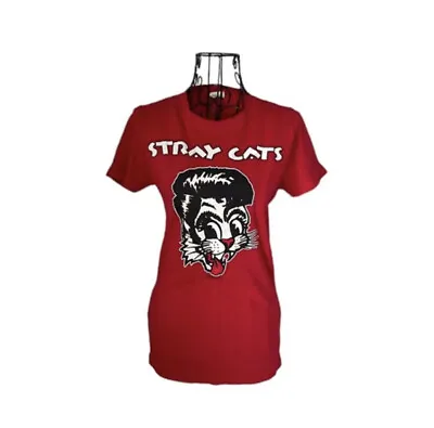 Buy Stray Cats Classic Logo Red Women’s Band Tee Size Women’s Medium • 13.27£