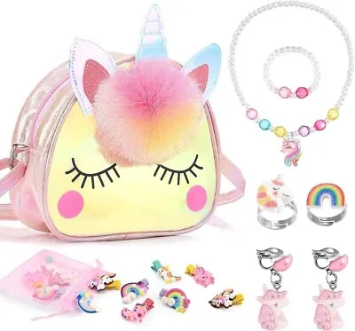 Buy Unicorn Gifts For Girls Age 3-8，Kids Jewellery Sets Unicorn Toys 4 5 6 Year • 10.95£