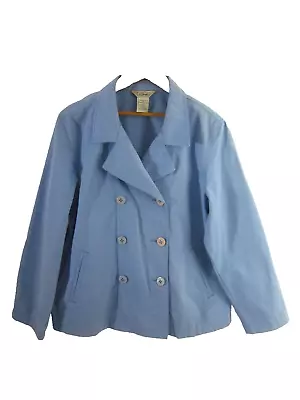 Buy LL Bean Womens XL Light Blue Jacket Cotton Preppy Nautical Belted Pea Coat • 48.25£