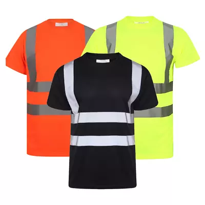 Buy Hi Vis Viz T Shirts Mens Short Sleeve Safety Work Crew Neck Tee Top Two Tone • 9.95£