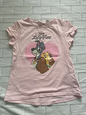 Buy H&M Lady And The Tramp Disney Pink Tshirt 6-8 Years • 6£