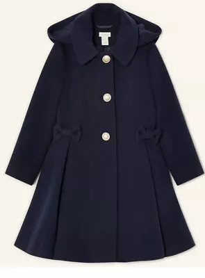 Buy Monsoon Girls Navy Hooded Kids School Coat Smart Dress Jacket 7-8 Years • 30£
