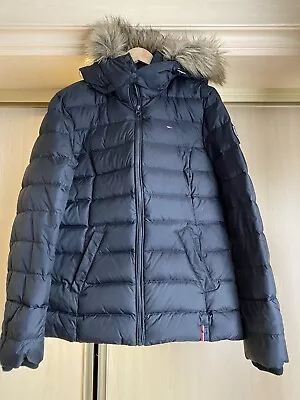 Buy Tommy Hilfiger Puffer Down Jacket Coat With Detachable Hood With Fur Size XL • 85£