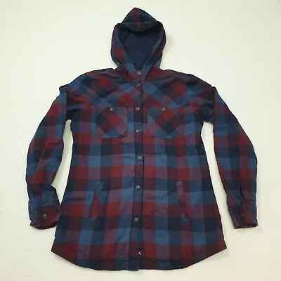 Buy Eddie Bauer Check Hoodie Flannel Shirt Women's Size XS Cotton With Pockets • 9.99£
