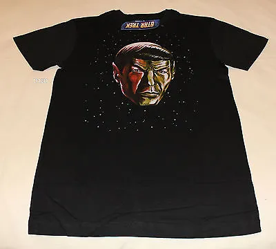 Buy Star Trek Spock Mens Black Cotton Printed Short Sleeve T Shirt Size XL New • 12.48£