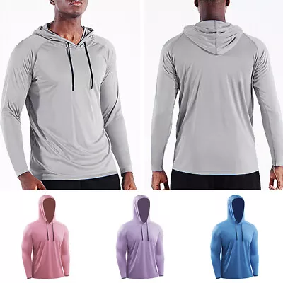 Buy UPF50+ Mens Long Sleeve Sun/UV Skin Protection T-Shirts Outdoor Fishing Hoodies • 17.76£