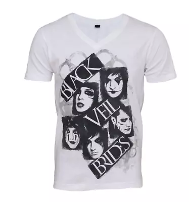 Buy Black Veil Brides V Neck, Monochrome Band Pic Oversized T Shirt Size S / M • 11.95£