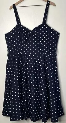 Buy NWT City Chic Plus Size 20 Blue White Polka Dot Rockabilly Pin Up Dress No Belt • 19.23£