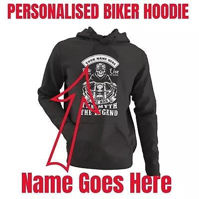 Buy Personalised Biker Hoodie ANY NAME The Man The Myth The Legend Great Gift Idea • 24.47£