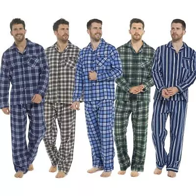 Buy Mens 100% Brushed Cotton Flannel Check Stripe Pyjamas Pyjama Set Traditional PJs • 16.95£